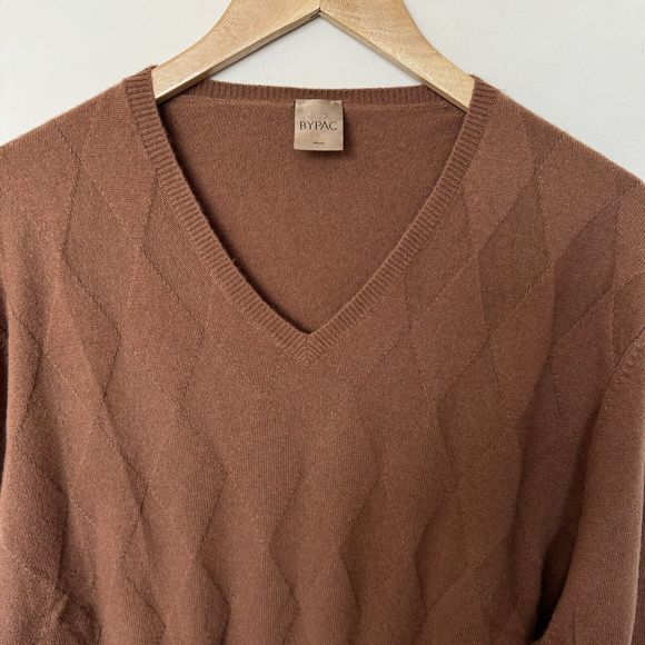 Bypac 100% Cashmere Men’s Diamond Print Sweater Size L - Picture 2 of 5